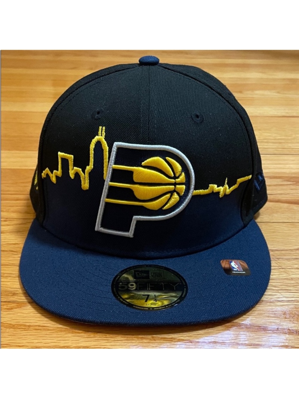 New Era Indiana Pacers Black & Navy Fitted 59FIFTY Cap Hat 7 1/4 NBA Basketball